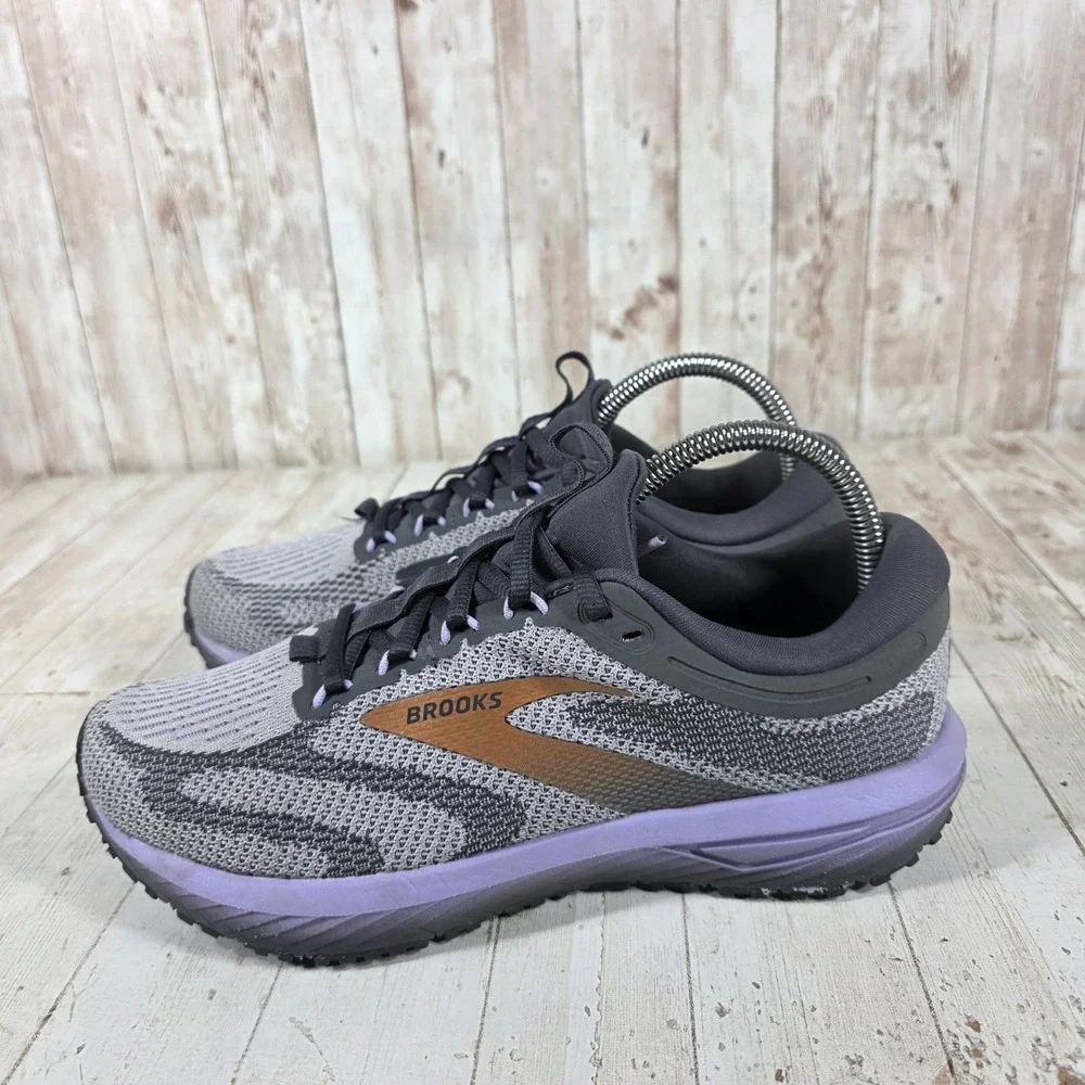 Brooks Revel 7 Womens Running Shoes Grey Purple Bronze 1204241B522 Size 8.5 B